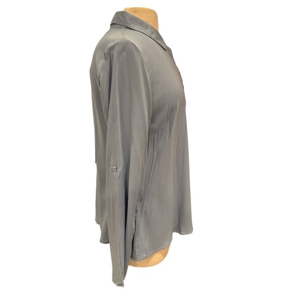 Andrée By Unit Womens Button-Up Shirt With Floral Embroidered Back Patch Long Sl - Picture 5 of 9